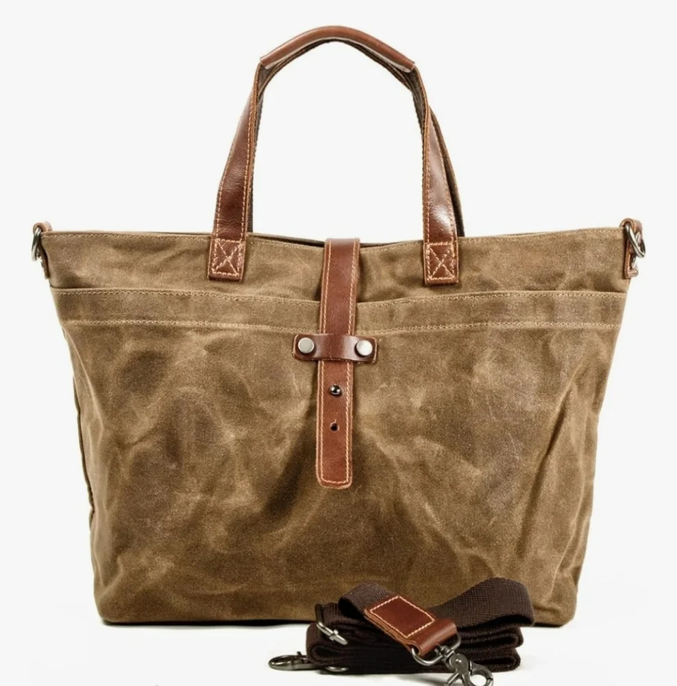 Oiled Canvas Tote/Crossbody Bag In Spice NWOT